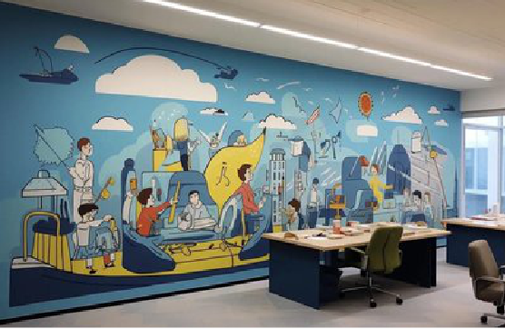 德江办公室墙绘的特点。