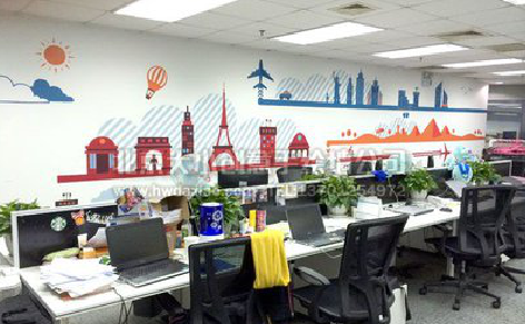 德江教你设计办公室墙绘的方法。